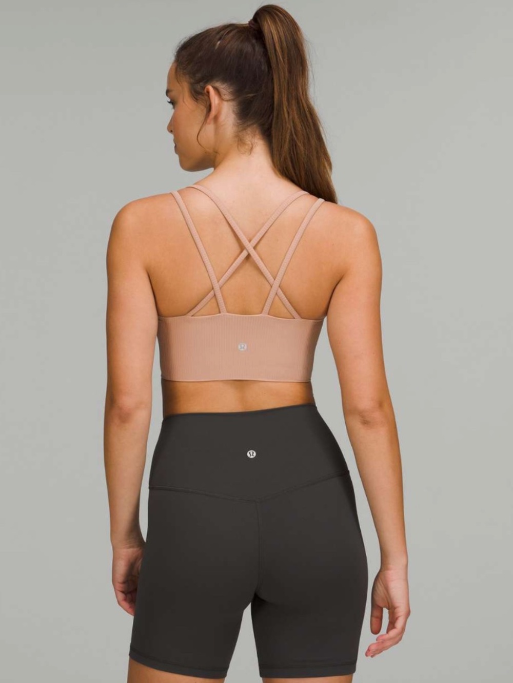 Lululemon Like a Cloud Ribbed Longline Bra Light Support, B/C Cup Pink Clay Sz 8 - Picture 3 of 7